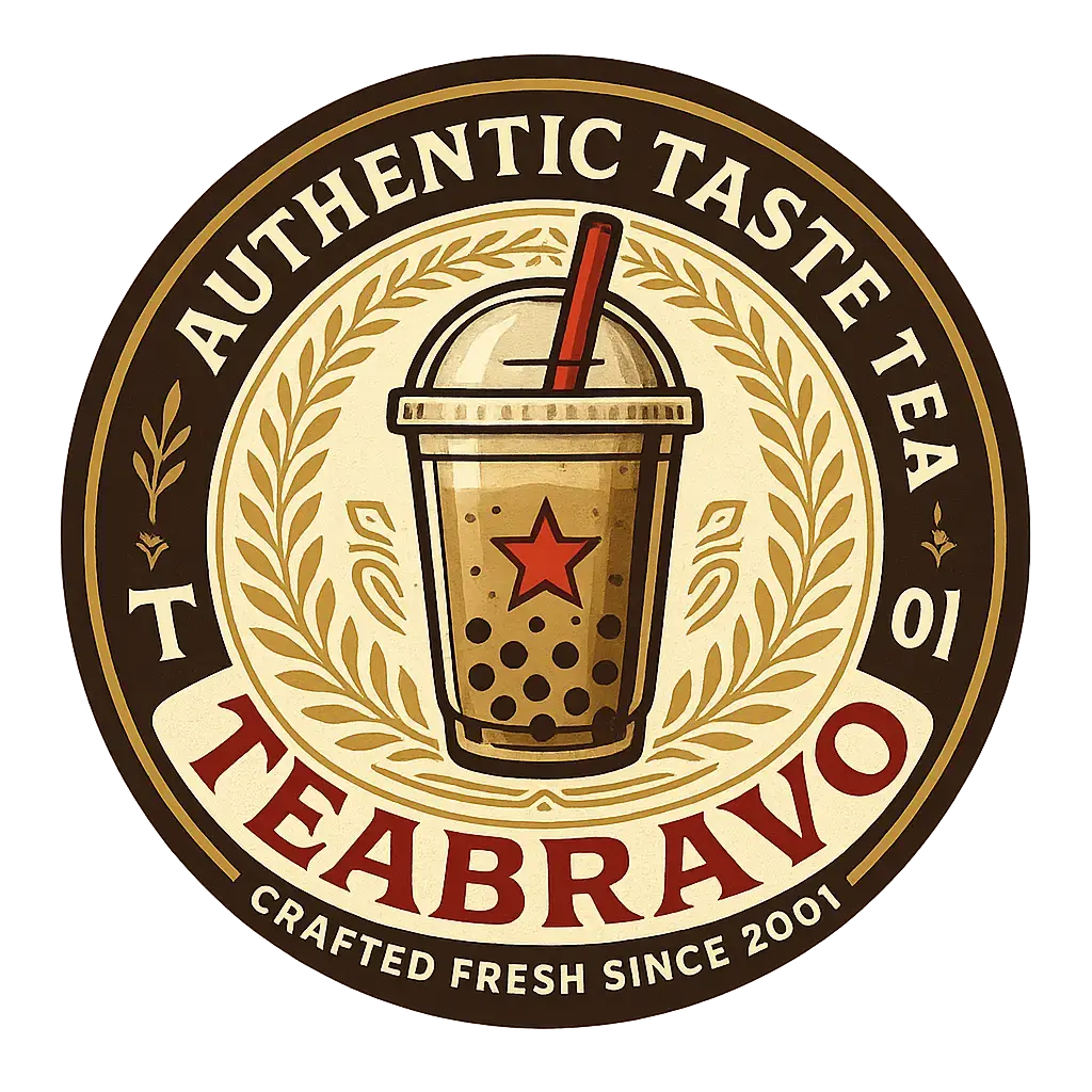 Vintage Circular Logo template with bubble tea and bold typography