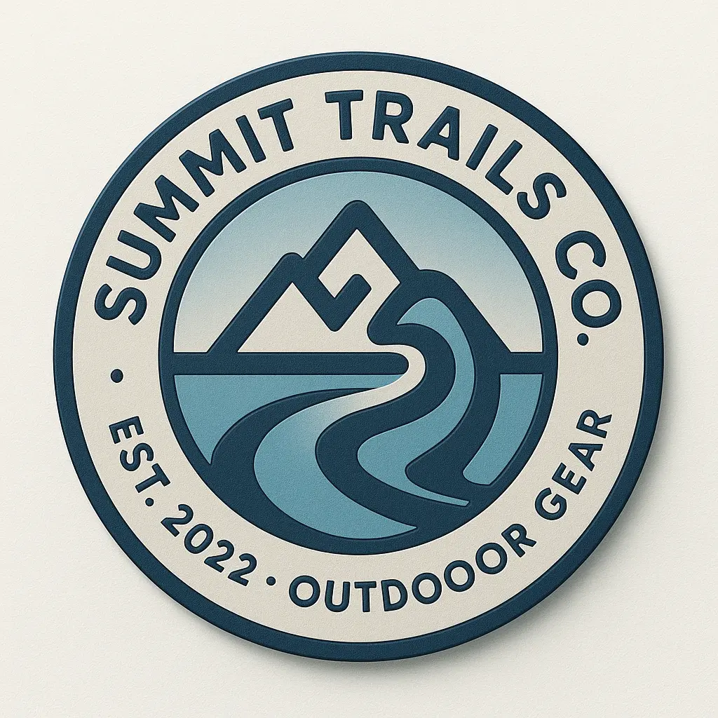 Minimalist Circular Logo template with mountain and river crest