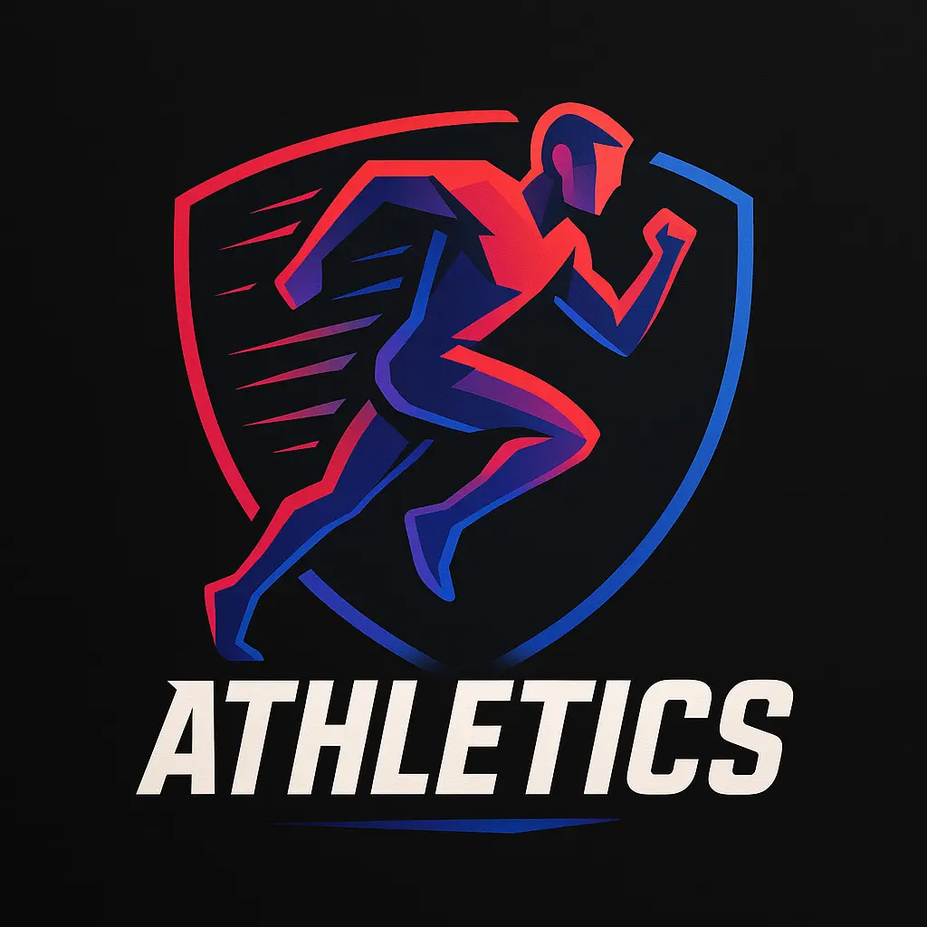 Sports Logo template featuring a running athlete in dynamic motion
