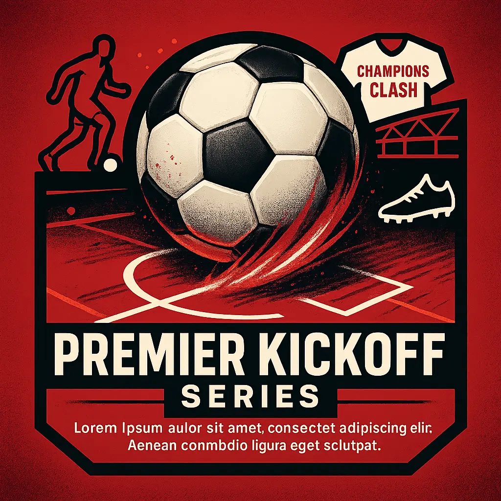 Sports Logo template with soccer ball and dynamic field design