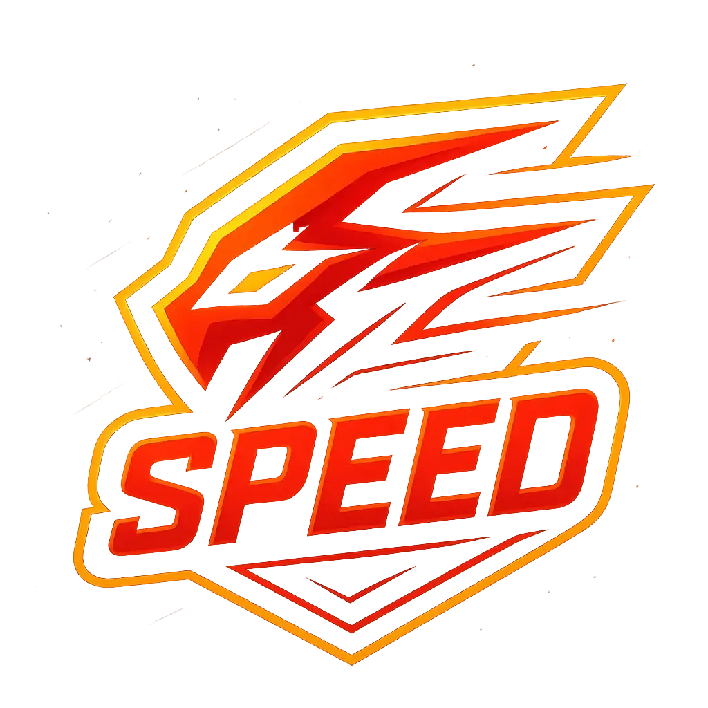 Sports Logo template with dynamic speed design in red, yellow, and black