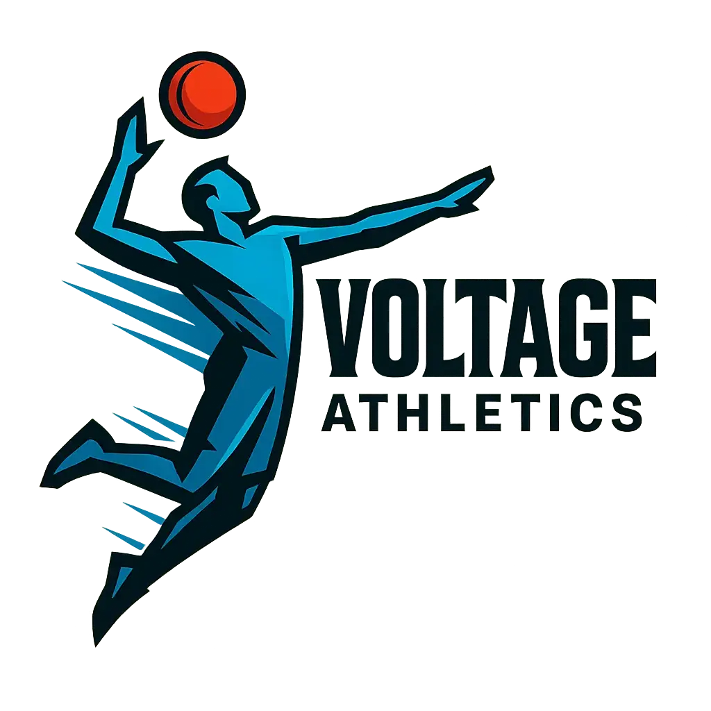 Dynamic Sports Logo template with athlete spiking a ball