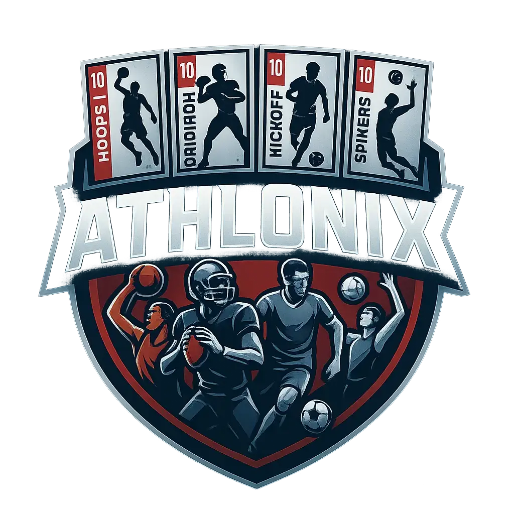 Dynamic Sports Logo template with action athlete silhouettes