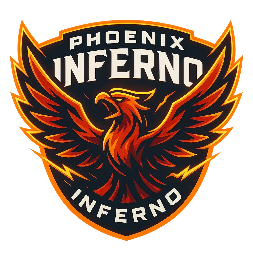 Phoenix Inferno Sports Logo template with bold shield design