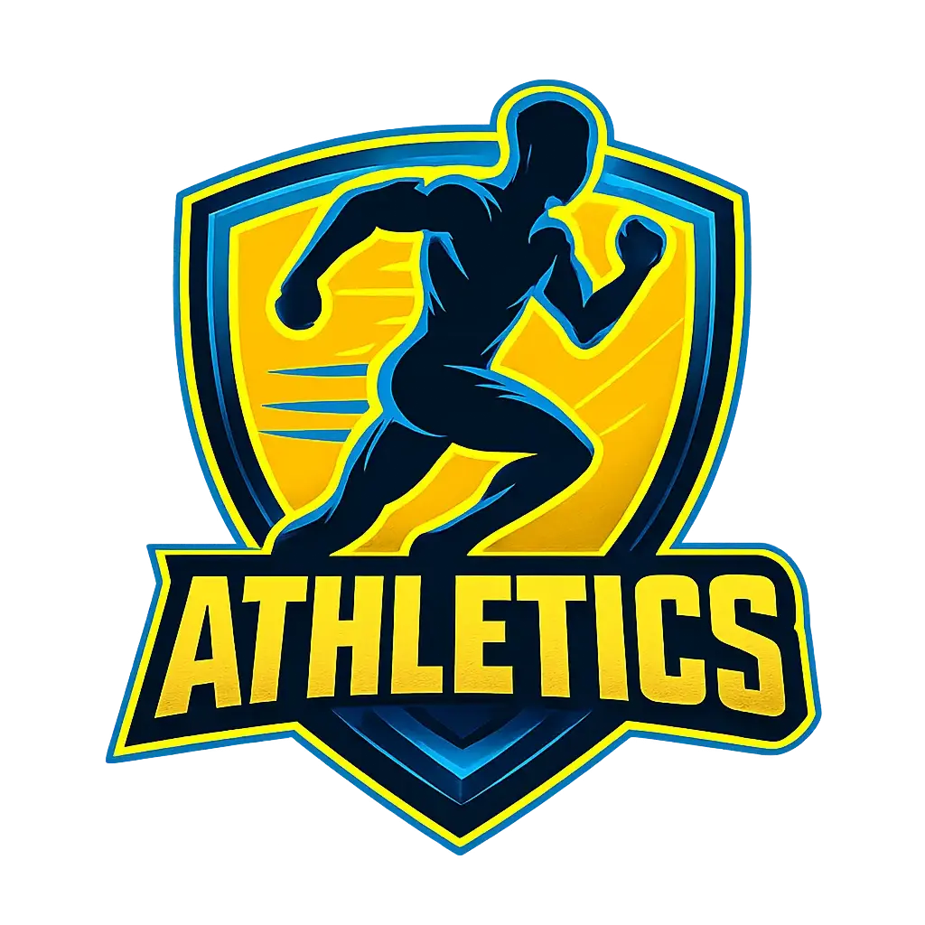 Sports Logo template with athlete silhouette in shield design