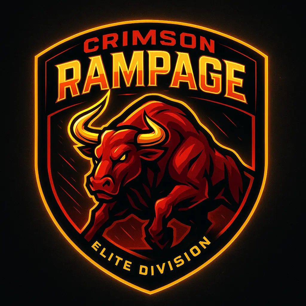 Crimson bull Sports Logo template with shield layout