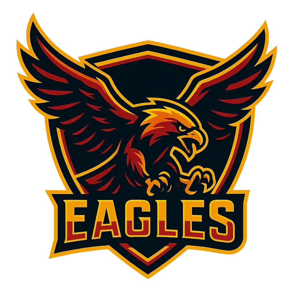 Sports Logo template with a fierce eagle in flight