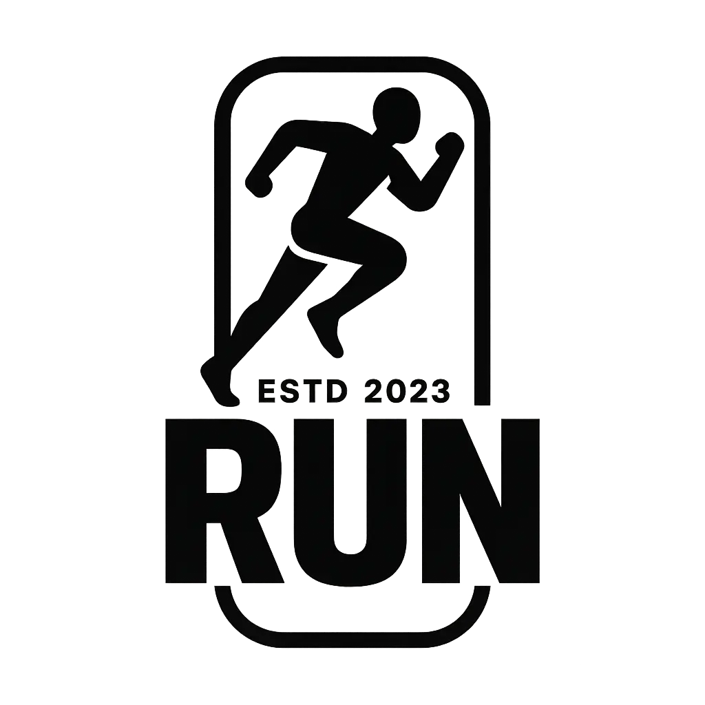 Sports Logo template featuring a runner with bold 'RUN' text