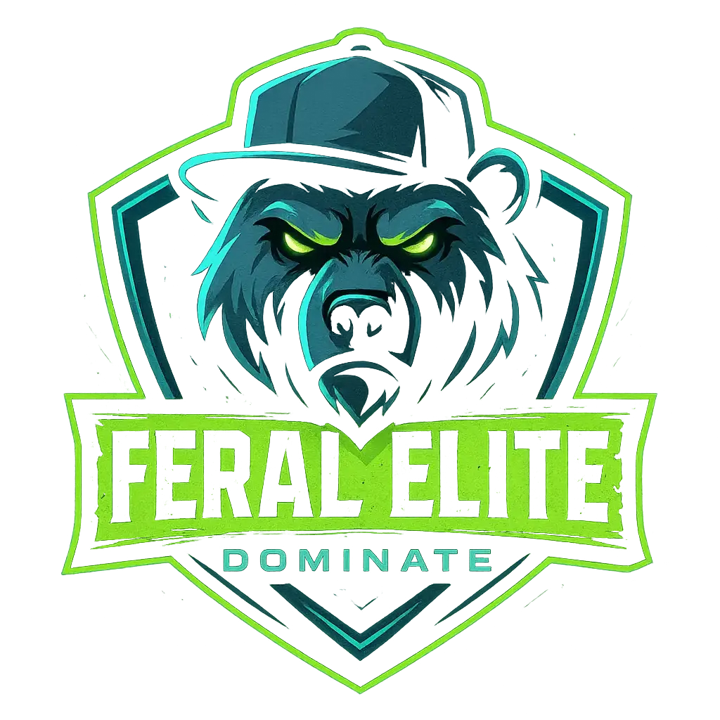 Grizzly bear esports Sports Logo template with neon green highlights