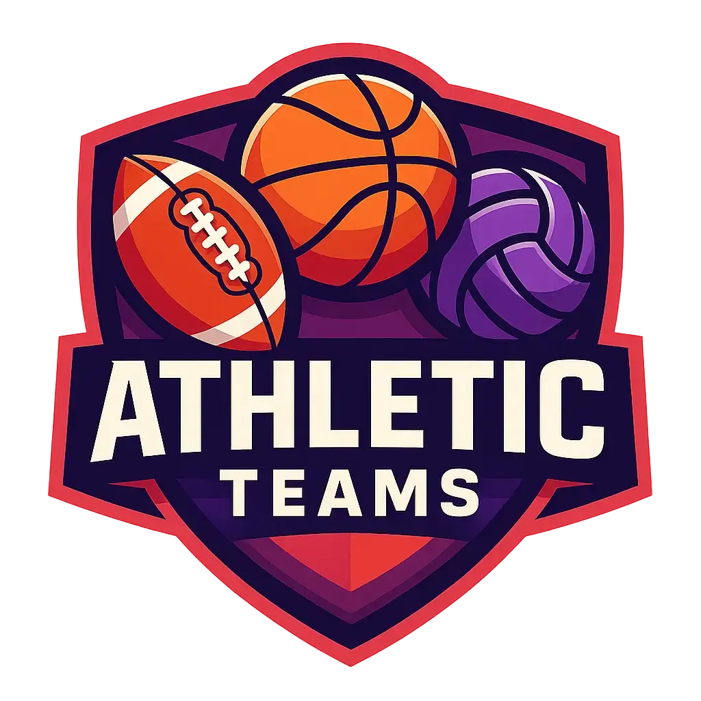 Sports Logo template with basketball, football, and volleyball elements