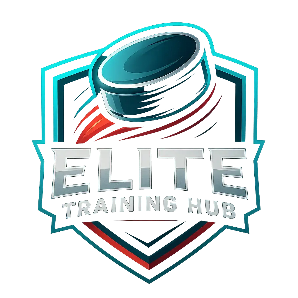 Sports Logo template with ice hockey puck and bold wordmark
