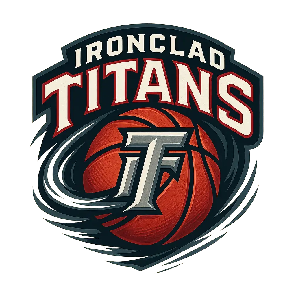 Basketball Logo template with stylized basketball and Ironclad Titans text