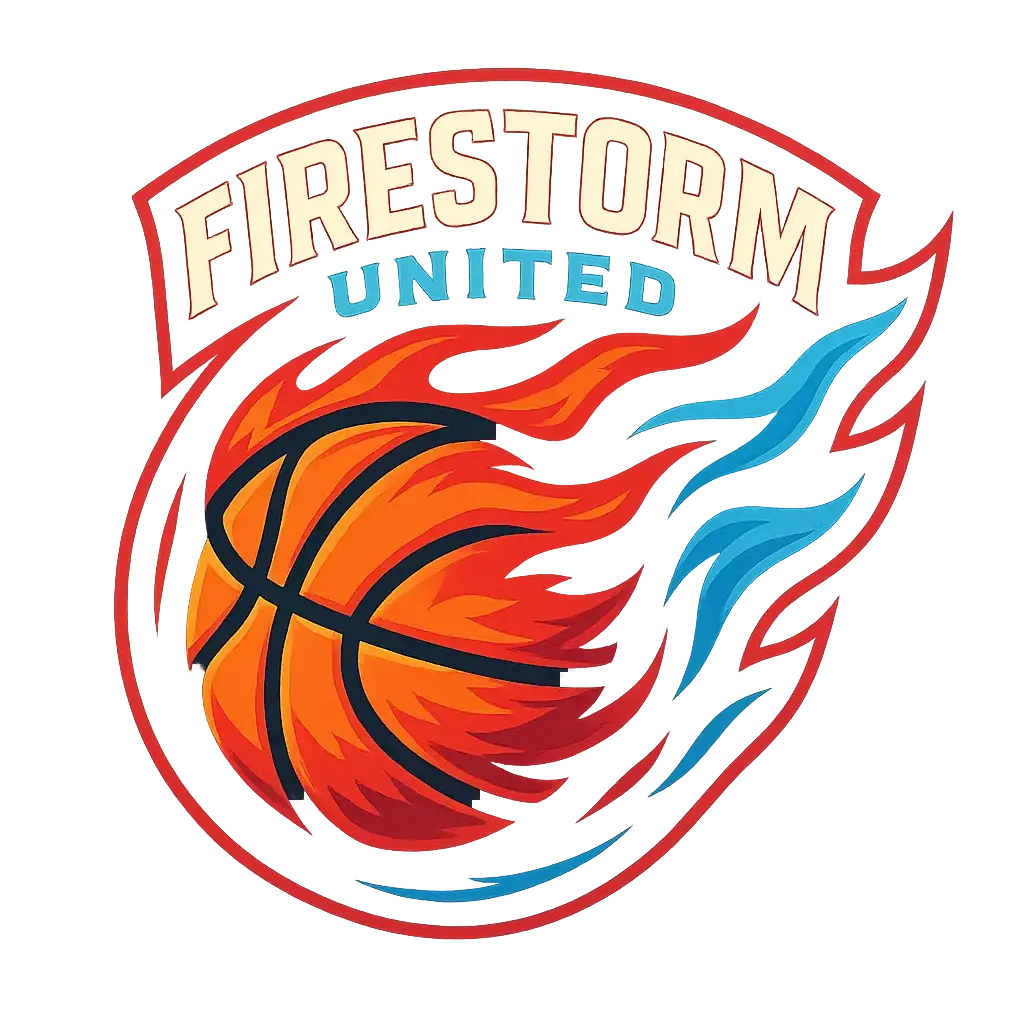 Bold flaming Basketball Logo template with dynamic motion