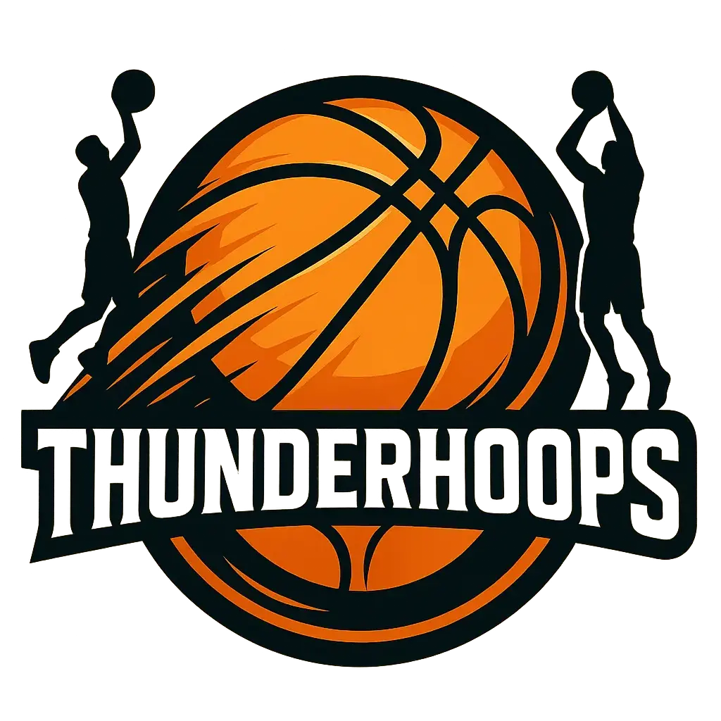Basketball Logo template featuring dynamic basketball and jump shot players