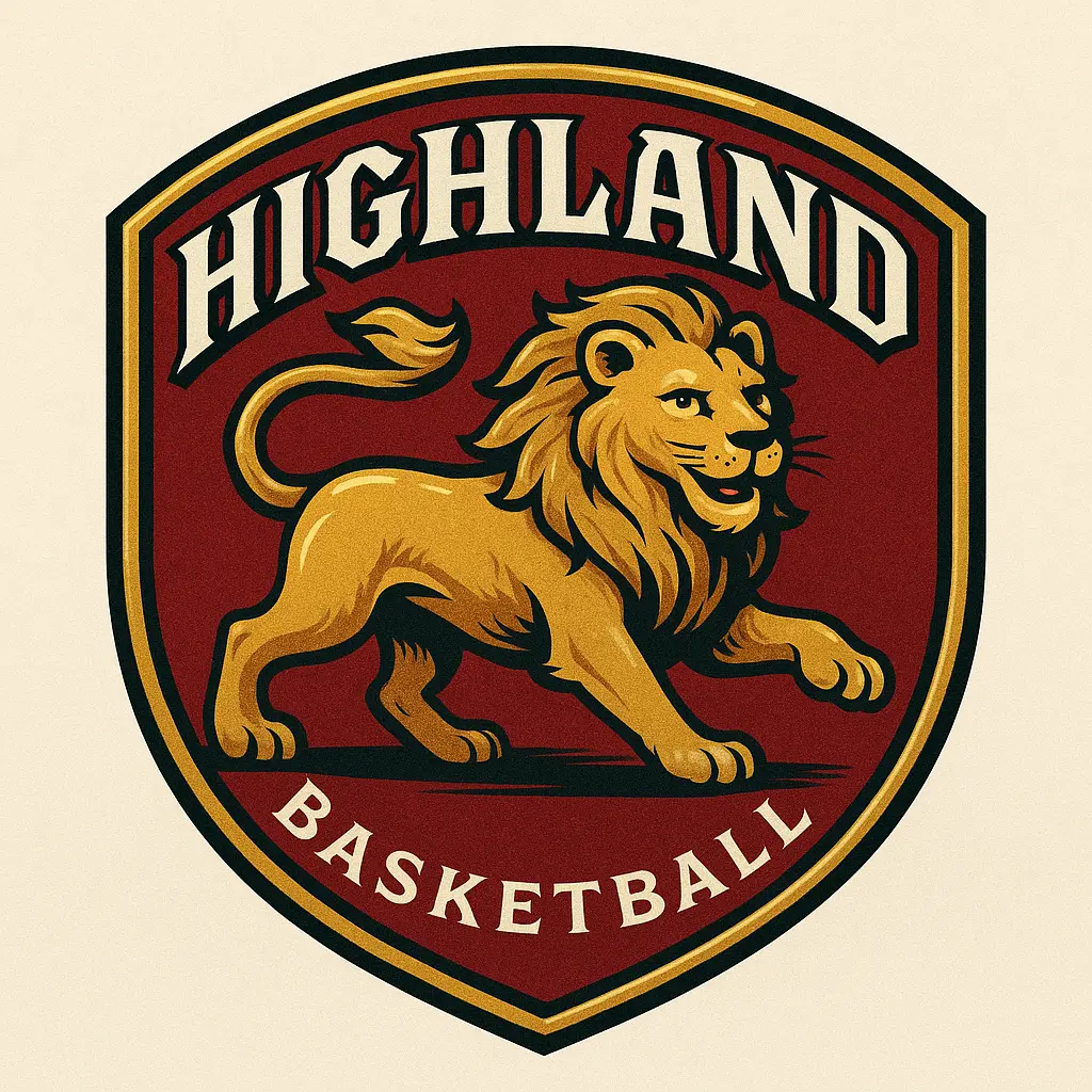 Vintage Basketball Logo template with lion mascot on shield