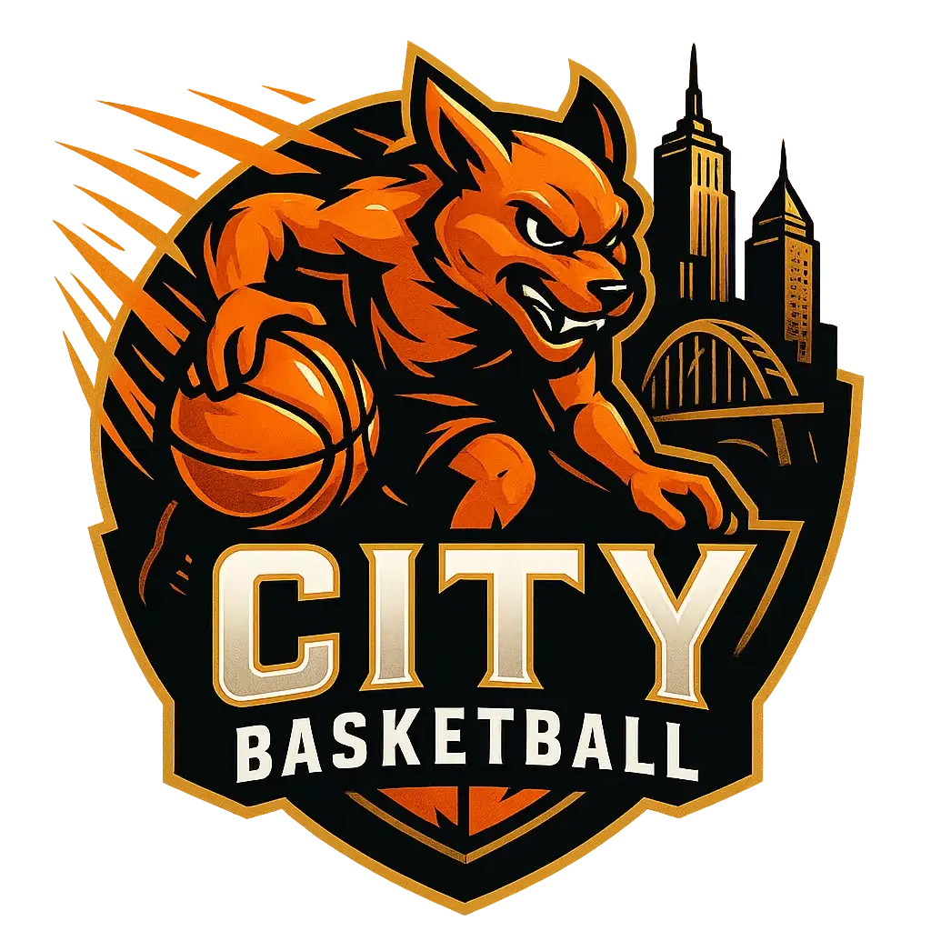 Basketball Logo template with dynamic ball and fierce mascot
