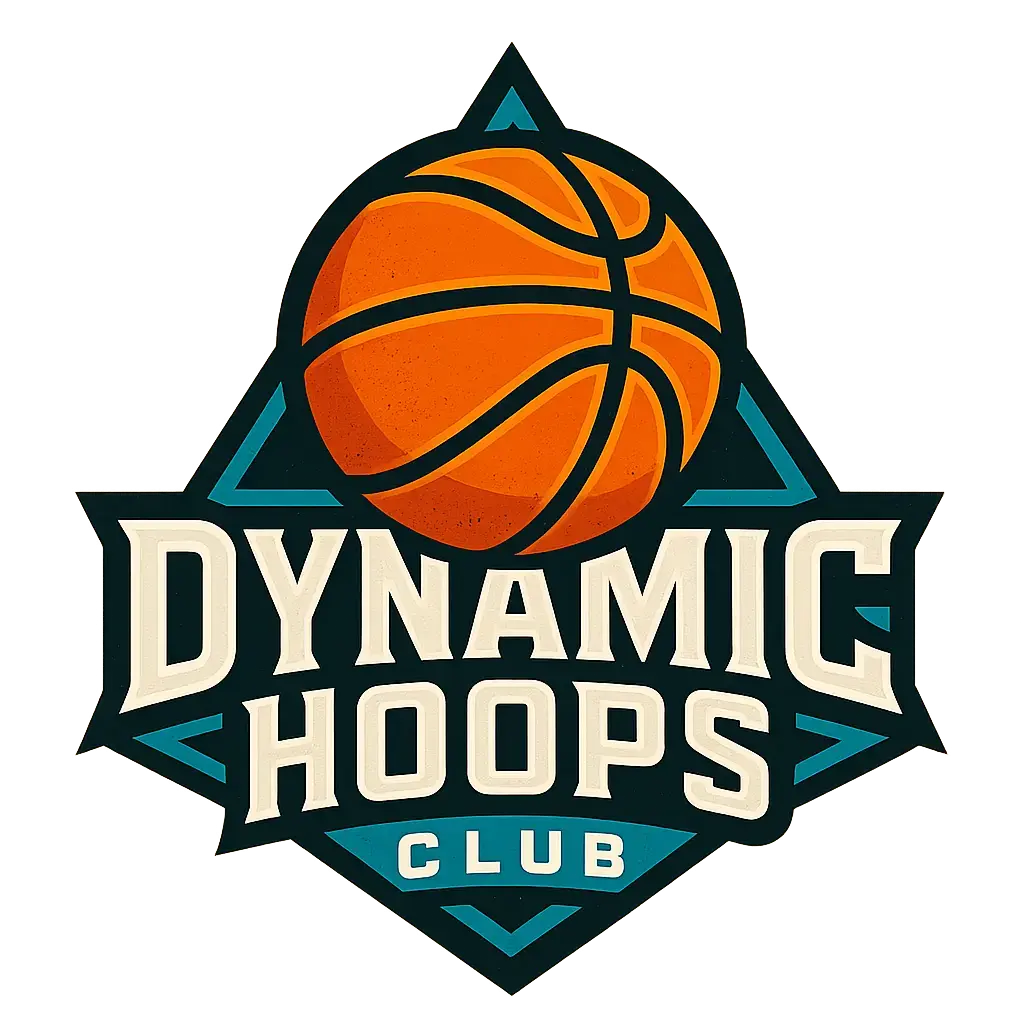 Dynamic Basketball Logo template with colorful geometry.