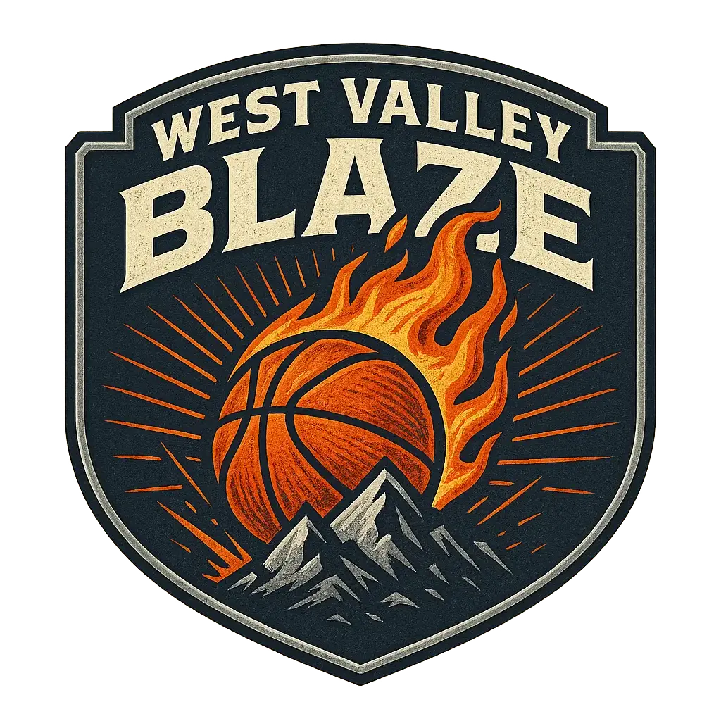 Vintage Basketball Logo template with flaming ball and bold crest