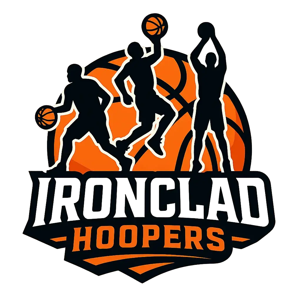Basketball Logo template with silhouettes and bold orange ball