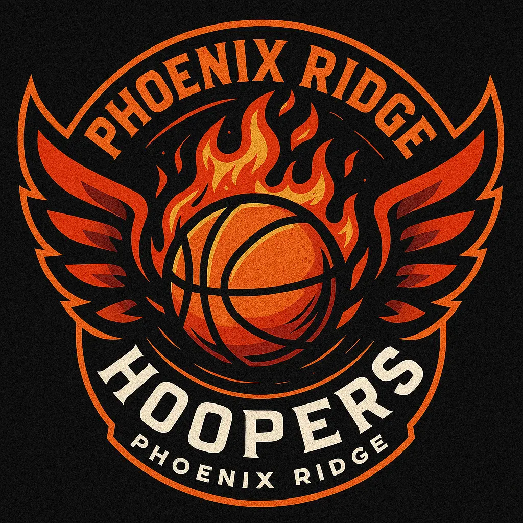Bold Basketball Logo template with flames and arched text