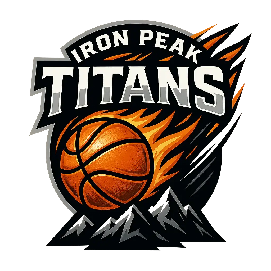 Basketball Logo template with flaming ball and mountains