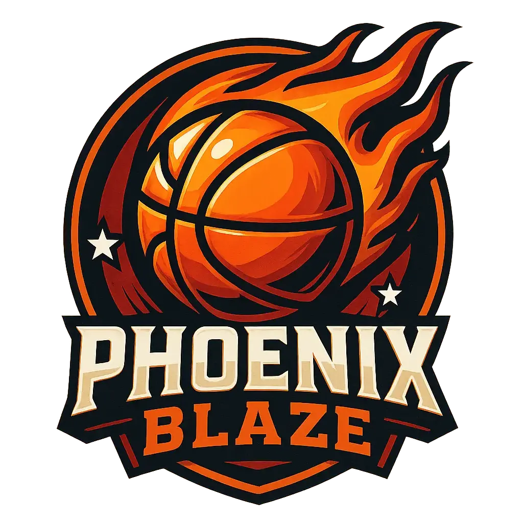 Bold Basketball Logo template with flaming ball and stars