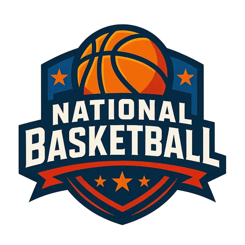 Basketball Logo template featuring a stylized basketball with stars