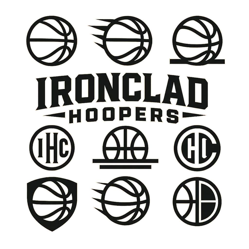 Minimalist Basketball Logo template in black and white grid