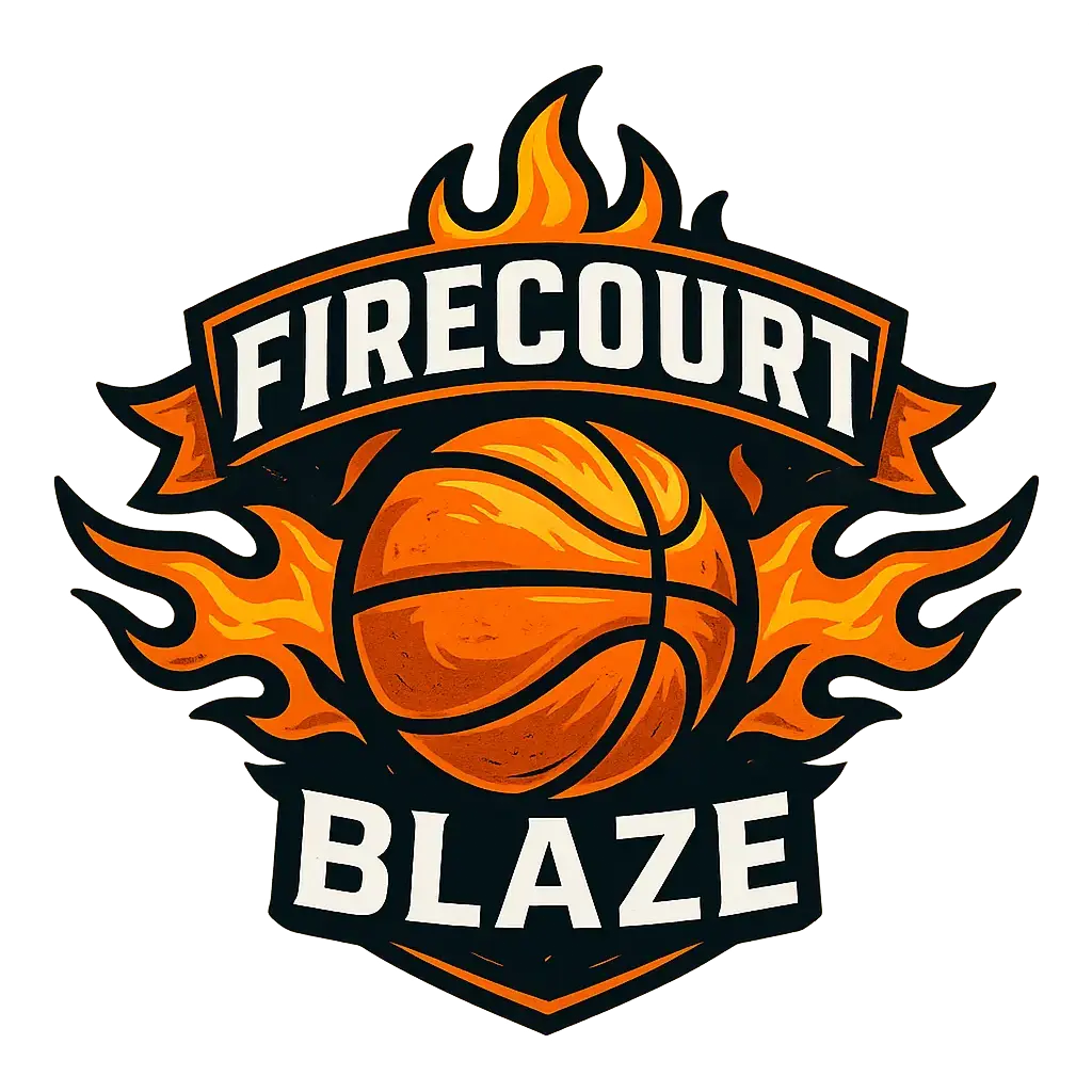 Basketball Logo template with flaming ball and bold banner