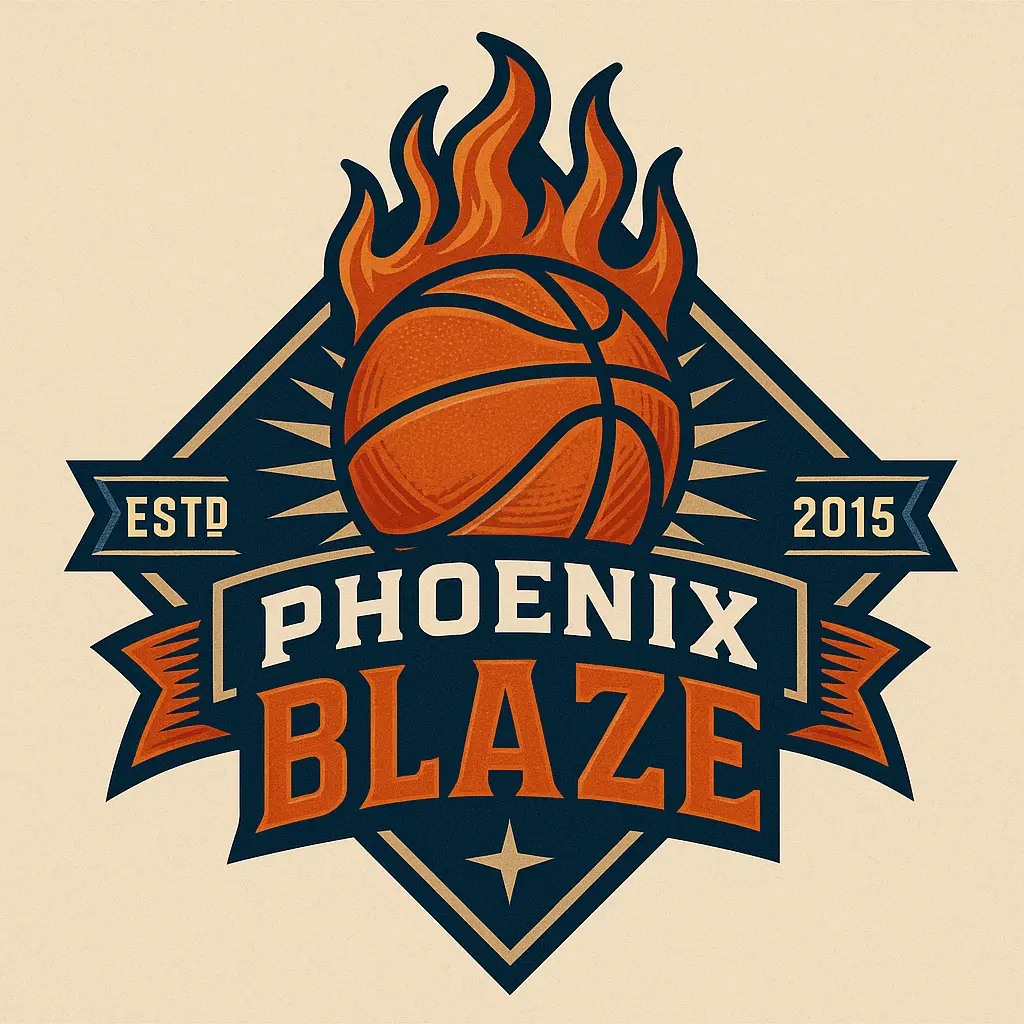 Vintage Basketball Logo template with flames and bold badge