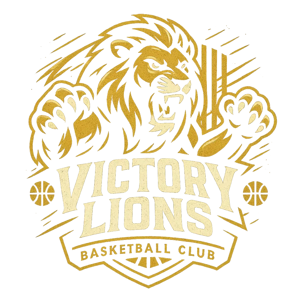 Basketball Logo template with lion mascot, dynamic design, gold and black colors