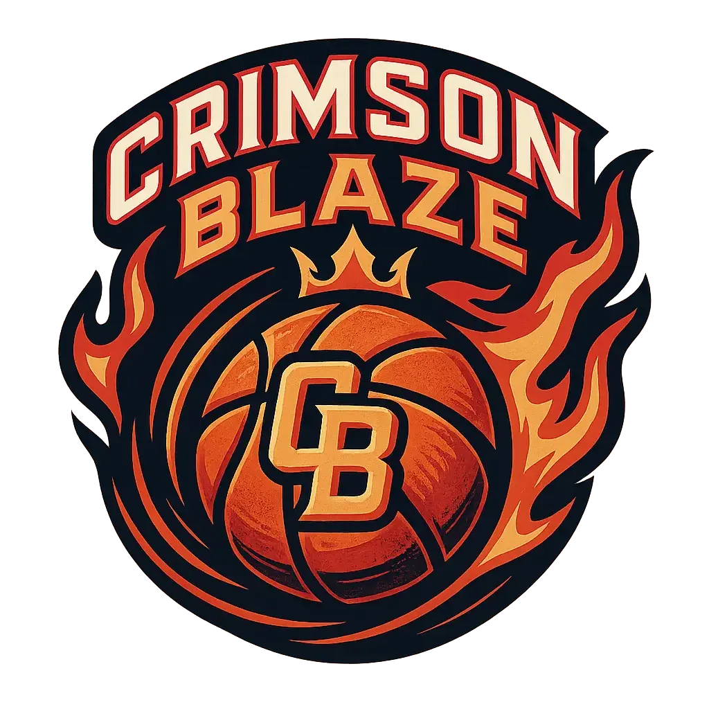 Bold cartoon Basketball Logo template with flames and arched text