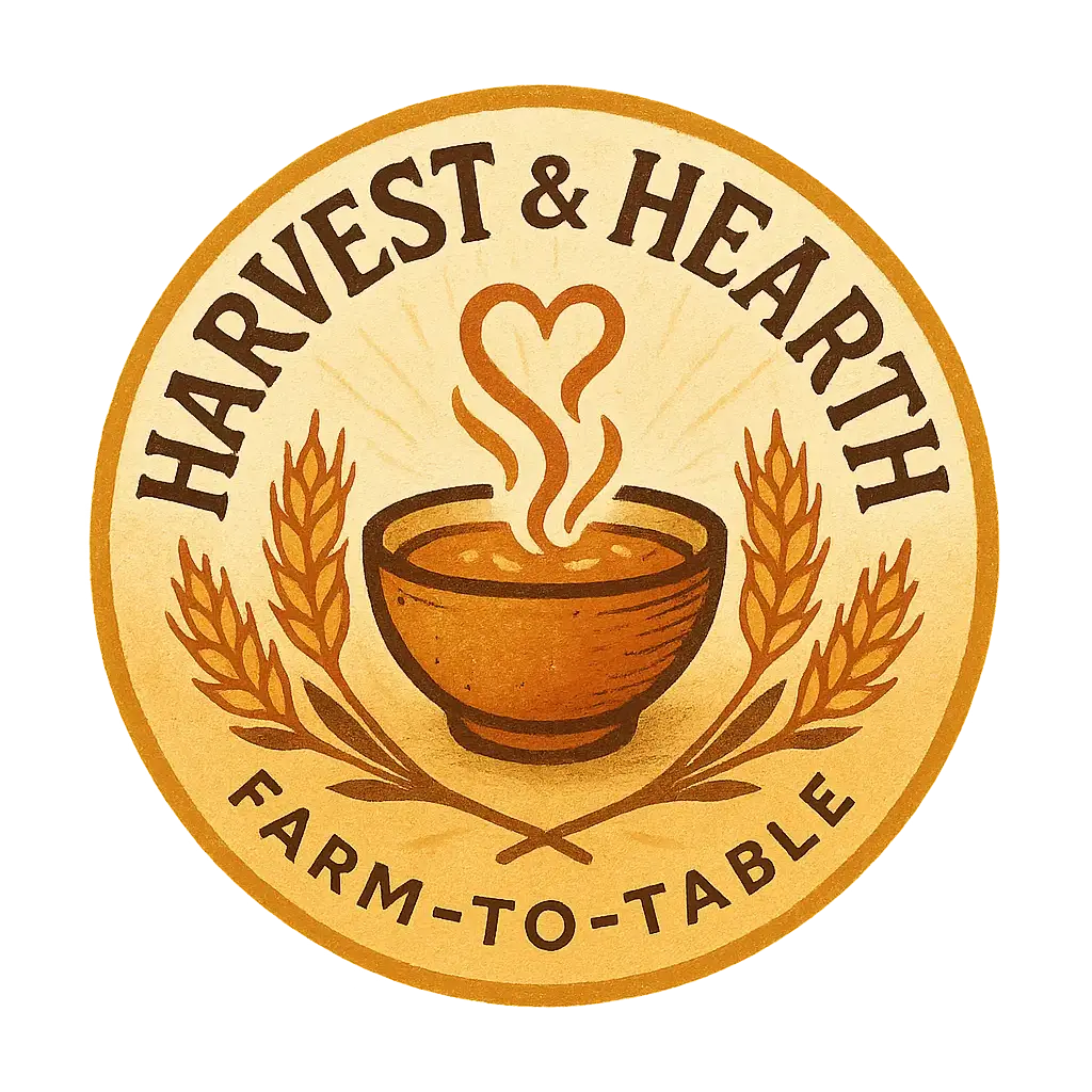 Rustic Restaurant Logo template with soup bowl and wheat