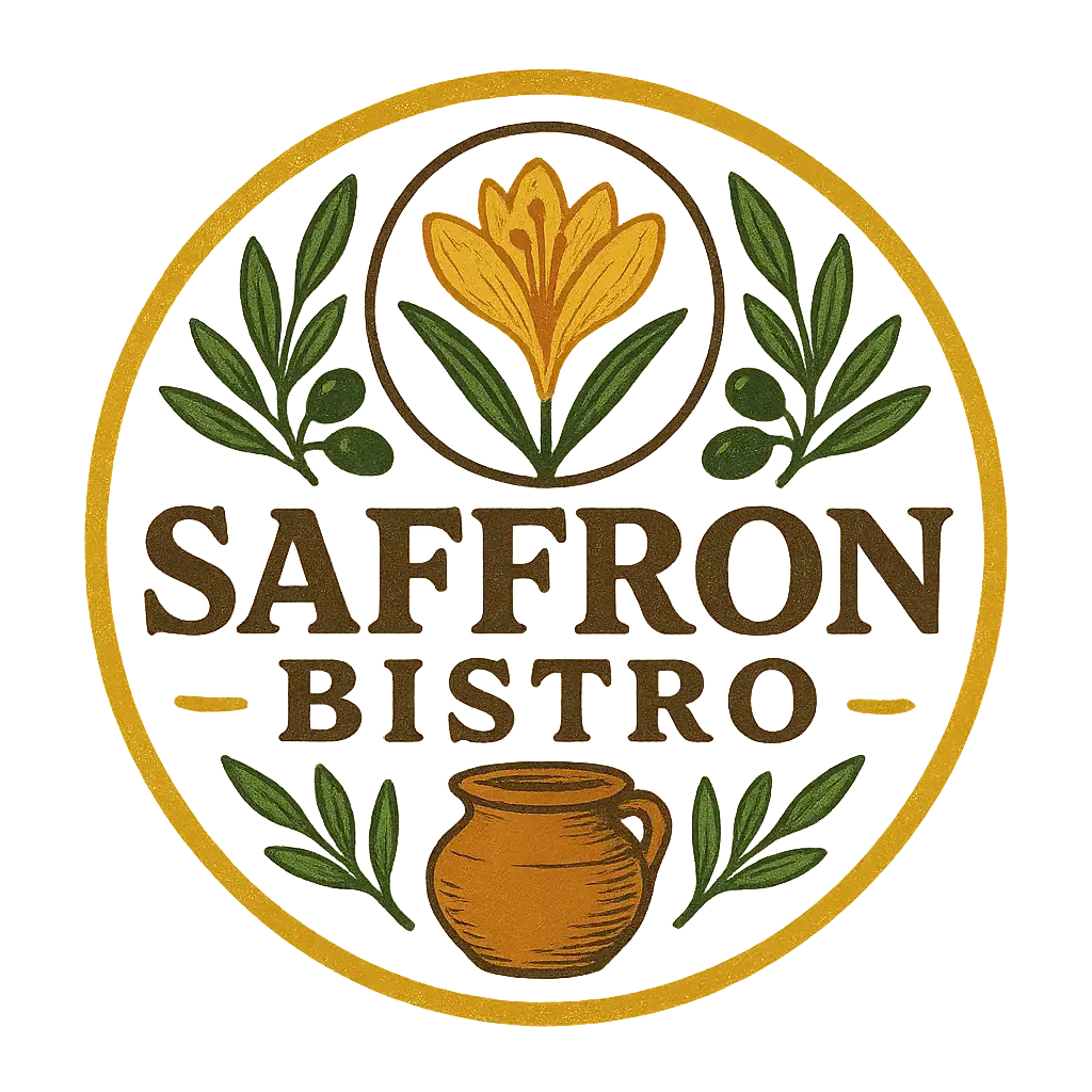 Restaurant Logo template with saffron flower and olive branches