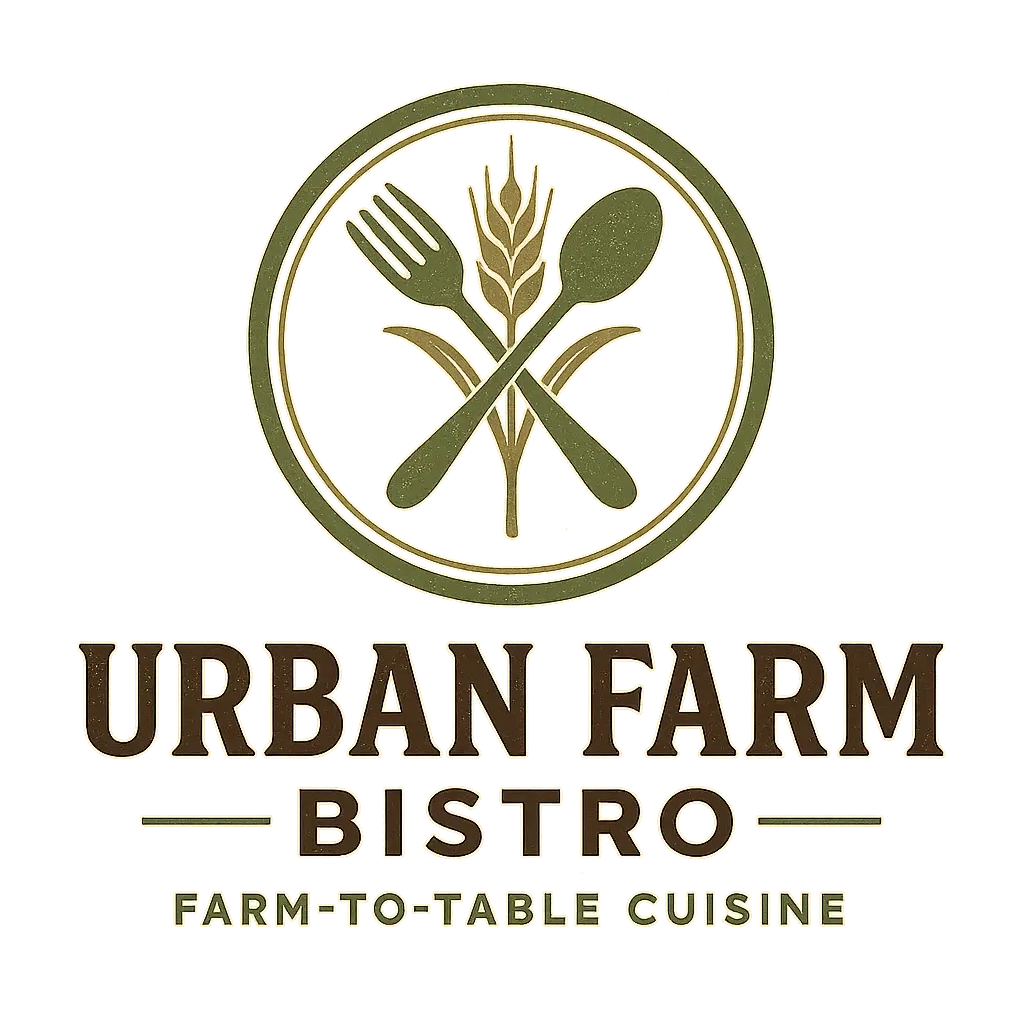 Restaurant Logo template with vintage retro design featuring a fork, spoon, and wheat