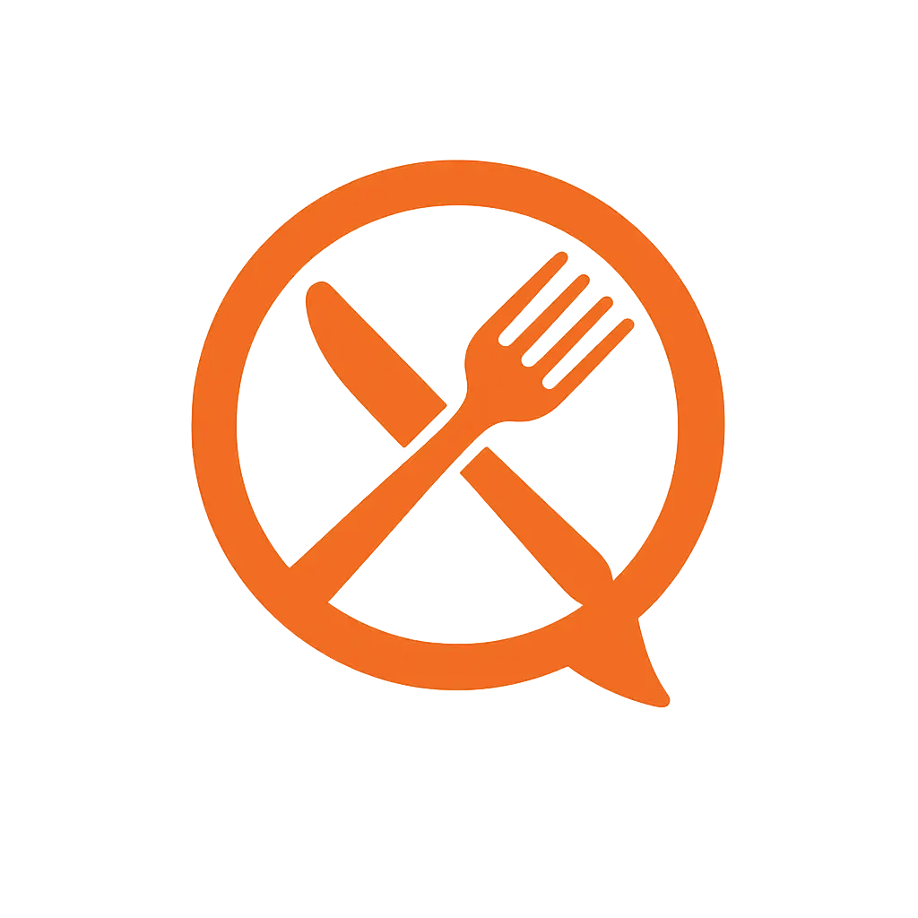 Modern Restaurant Logo template with orange fork and knife