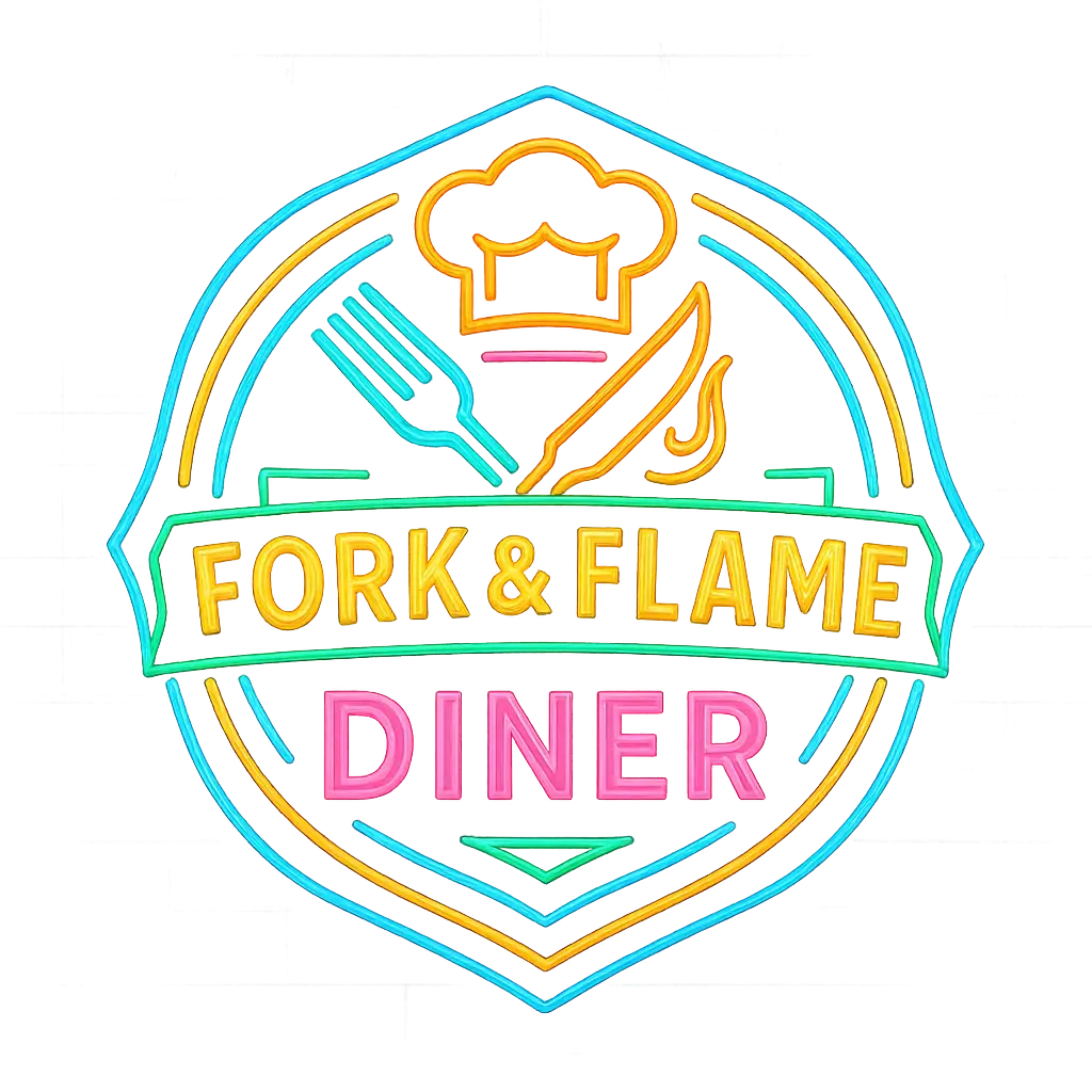 Neon-style vintage Restaurant Logo template with utensils and chef hat