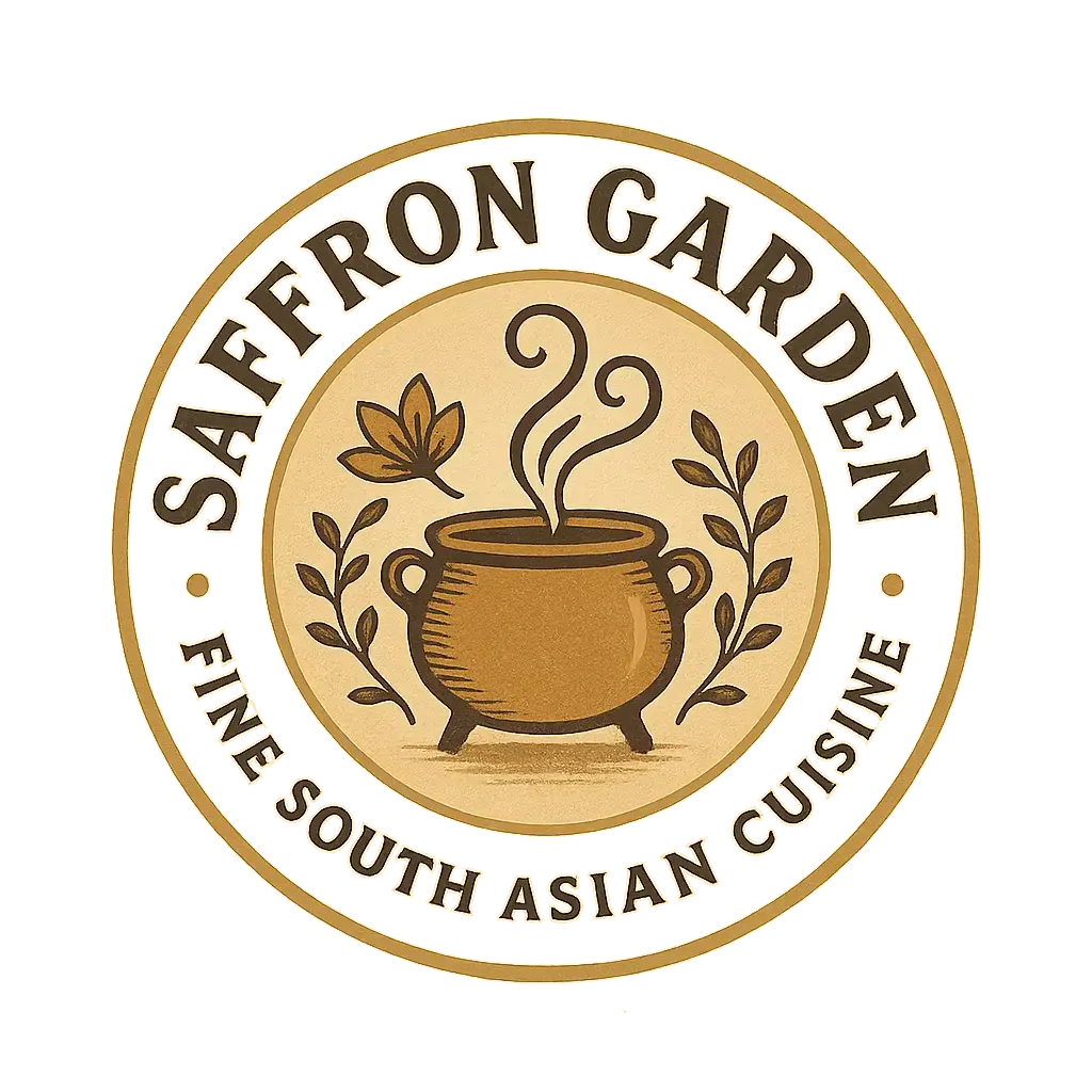 Vintage South Asian Restaurant Logo template with gold emblem