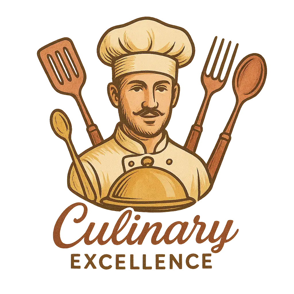 Restaurant Logo template featuring a chef’s hat, utensils, and cloche.