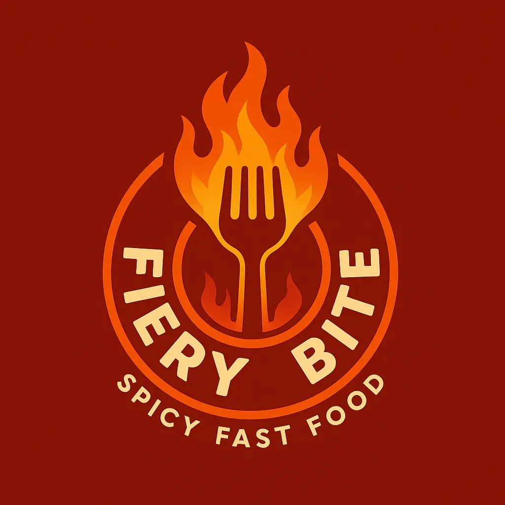 Restaurant Logo template with flames and bold lettering