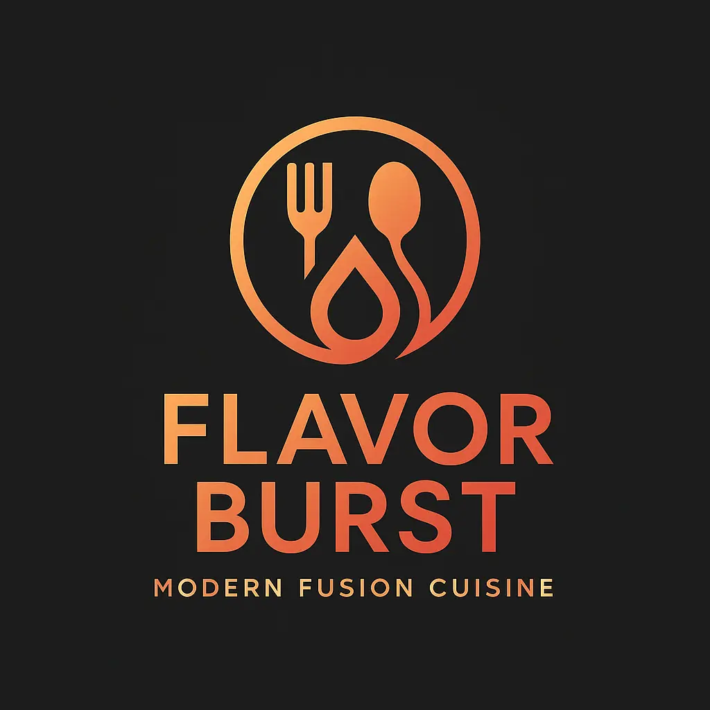 Restaurant Logo template for 'Flavor Burst' with fork and spoon emblem
