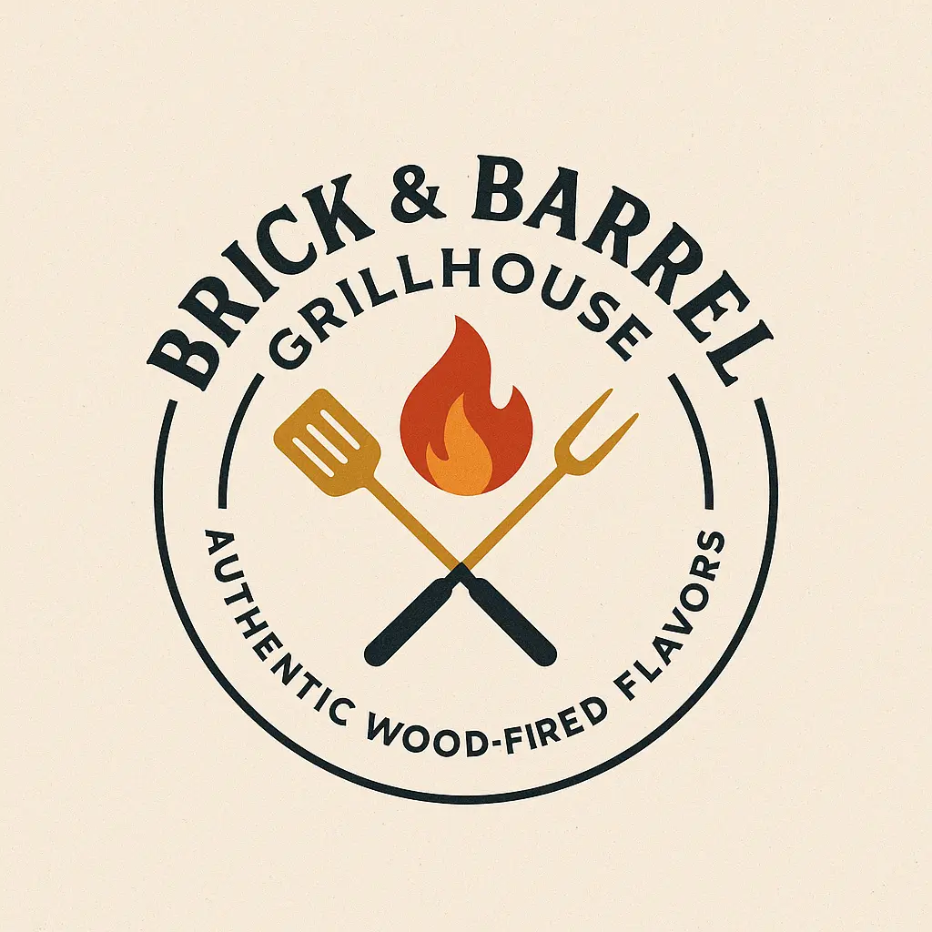Rustic Restaurant Logo template with flame and grill tools