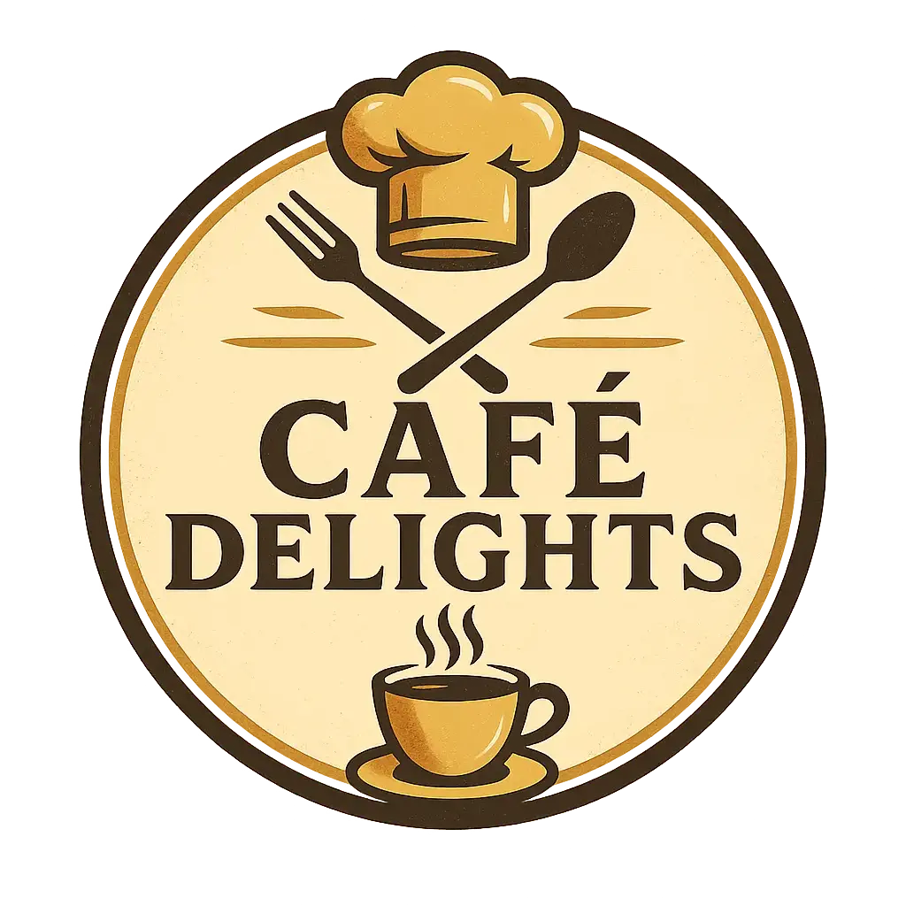 Restaurant Logo template with vintage retro elements for 'Café Delights'