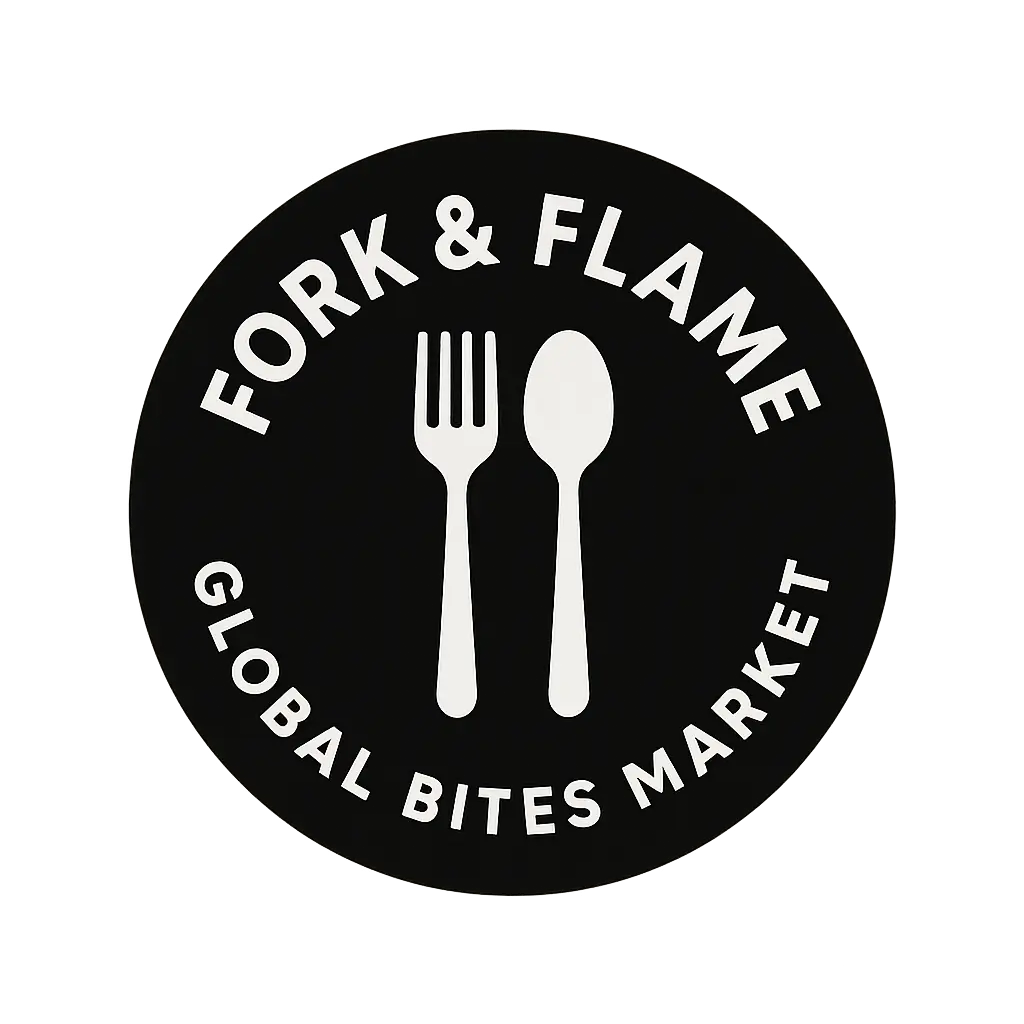 Modern monochrome Restaurant Logo template with fork and spoon emblem
