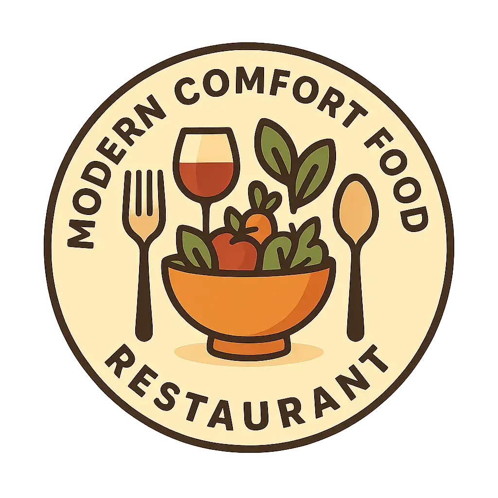 Restaurant Logo template with bowl, utensils, and wine glass