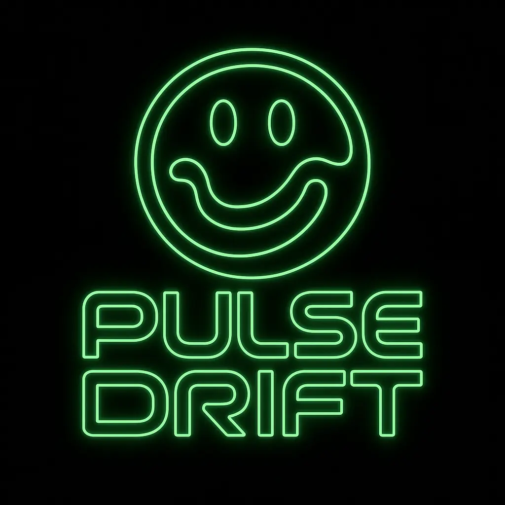 Band Logo template with glowing green techno smiley face