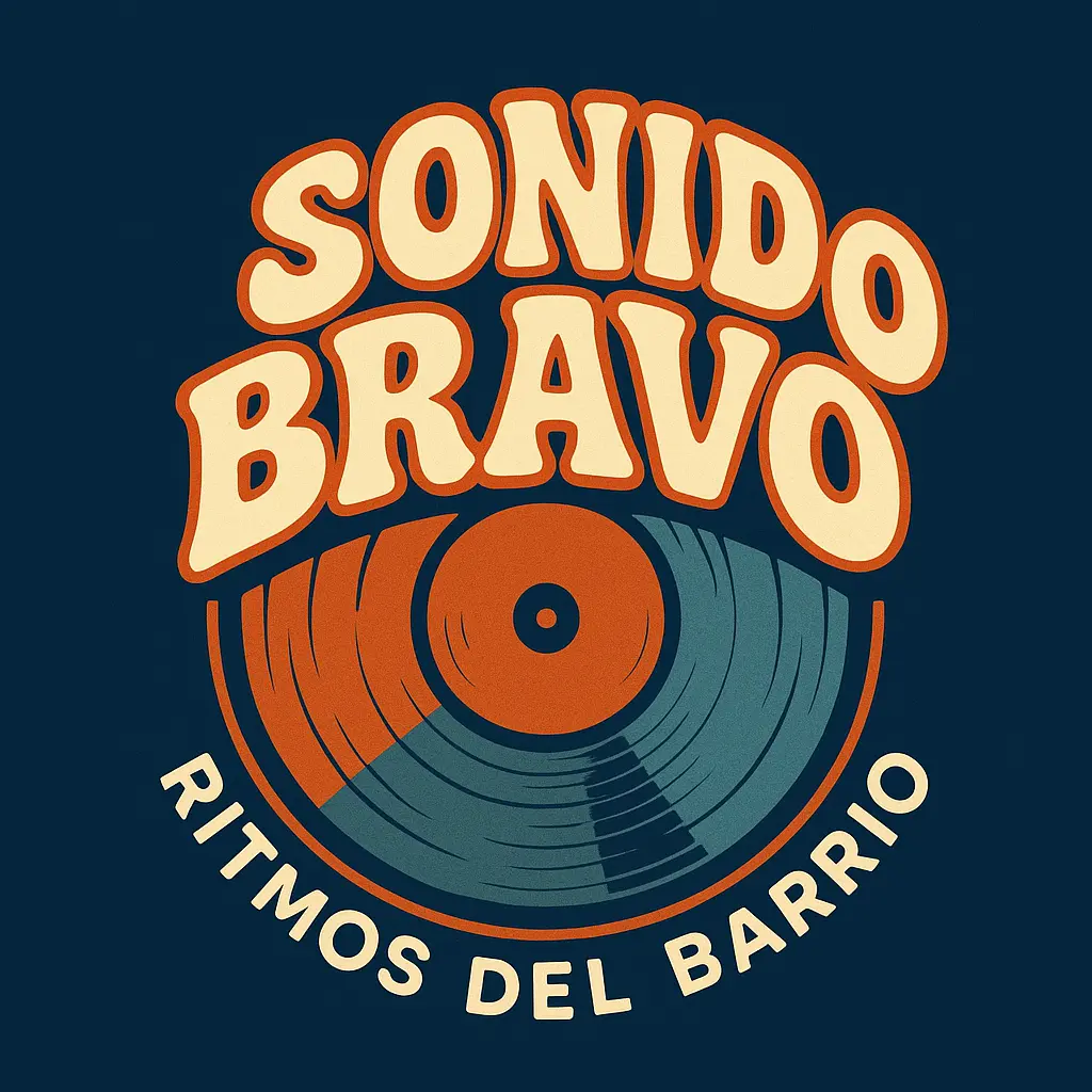 Retro Band Logo template with vinyl record and curved text