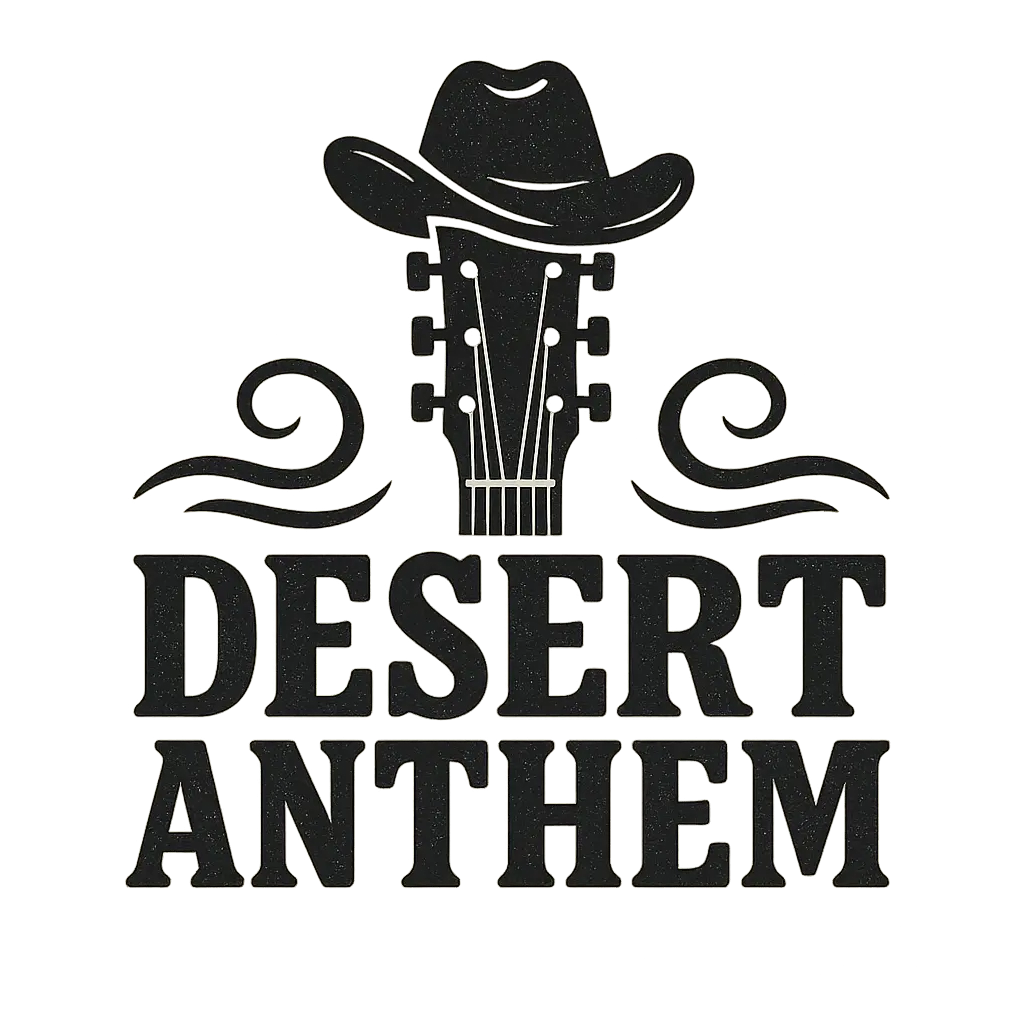 Western-themed Band Logo template with cowboy hat and guitar