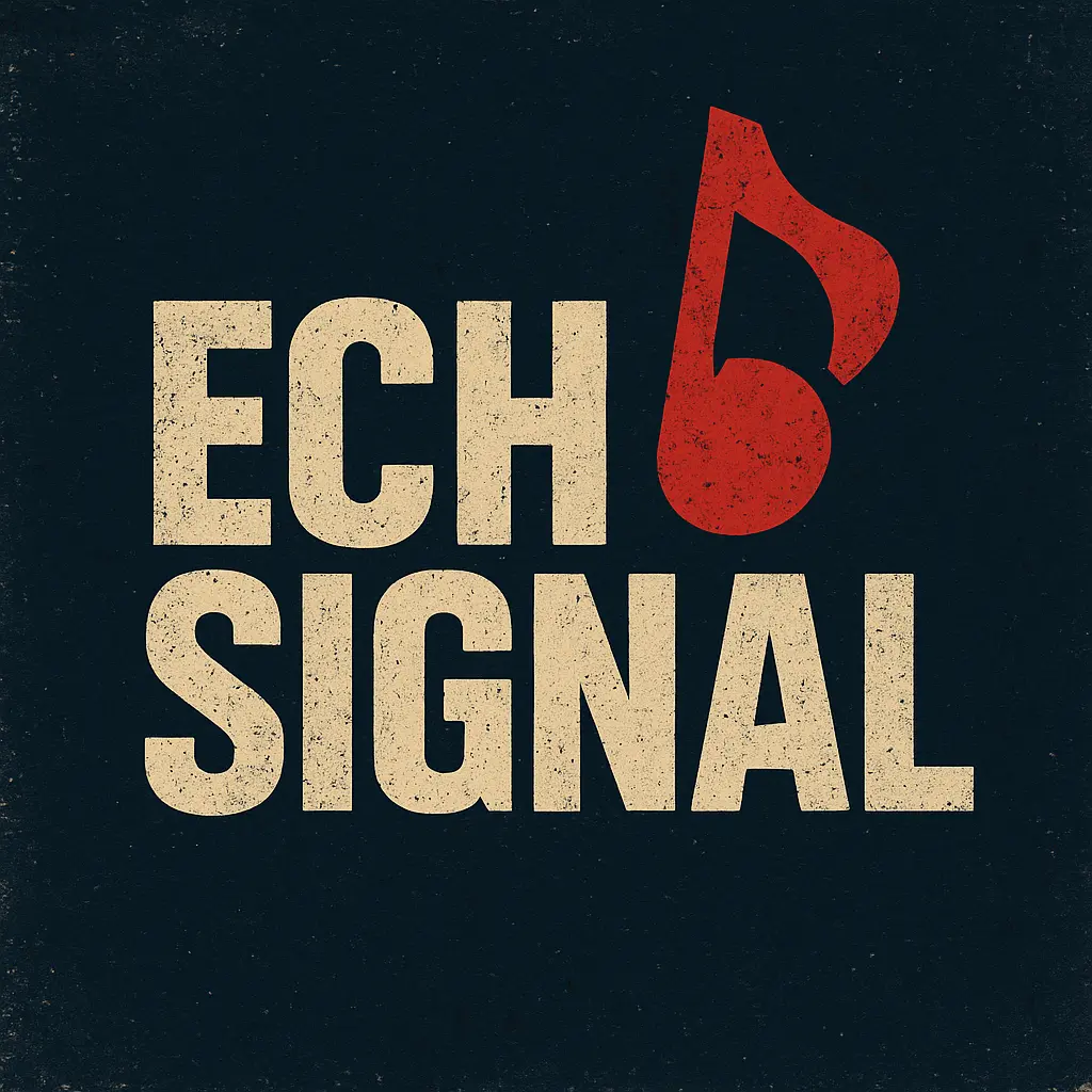 Distressed rock Band Logo template with bold note symbol
