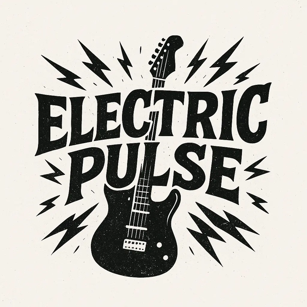 Band Logo template with electric guitar and bold typography